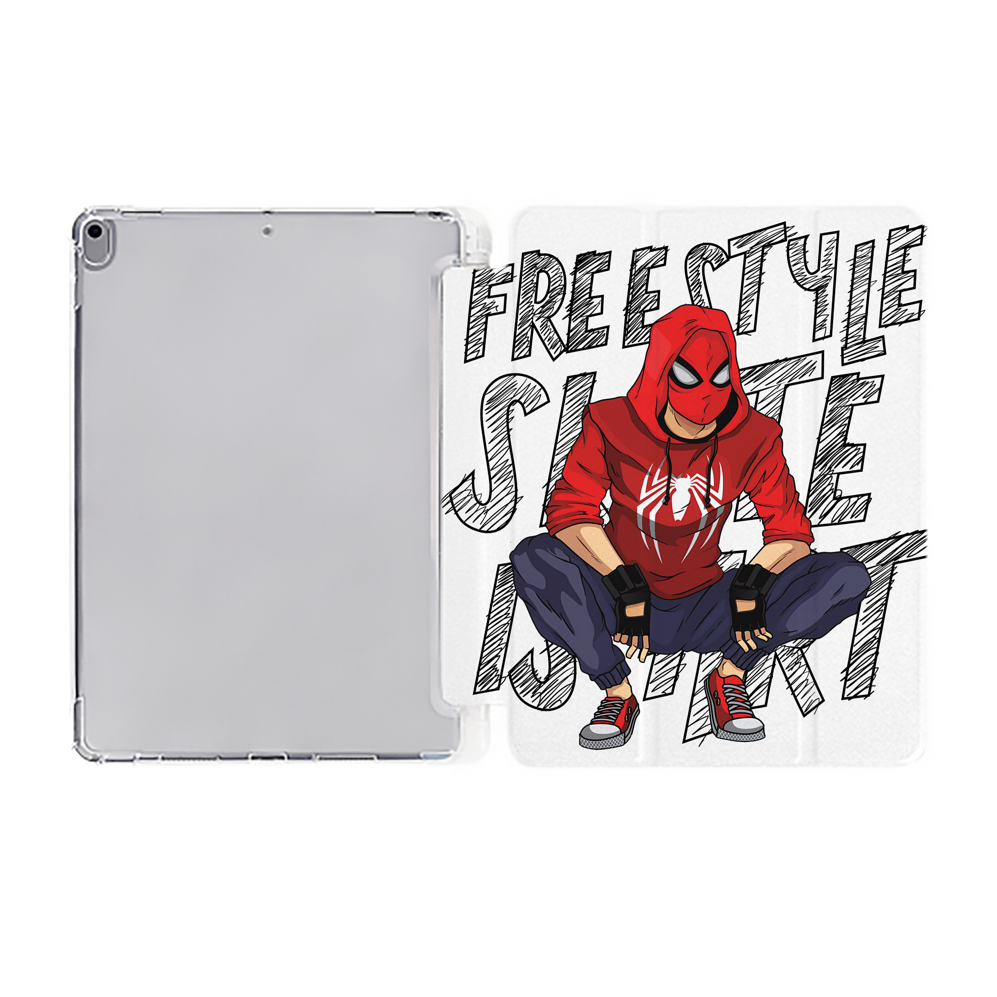 （画像用） Spider Man スパイダーマン IPad ケース ペン収納付き 三つ折りスタンド PUレザー×シリコン 対応機種9.5/10.5/10.9インチ